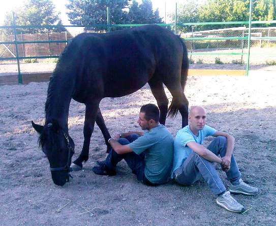 i regazzi dell' EMMAUS di Foggia - cavallo in doma dolce con Franco Cuttano